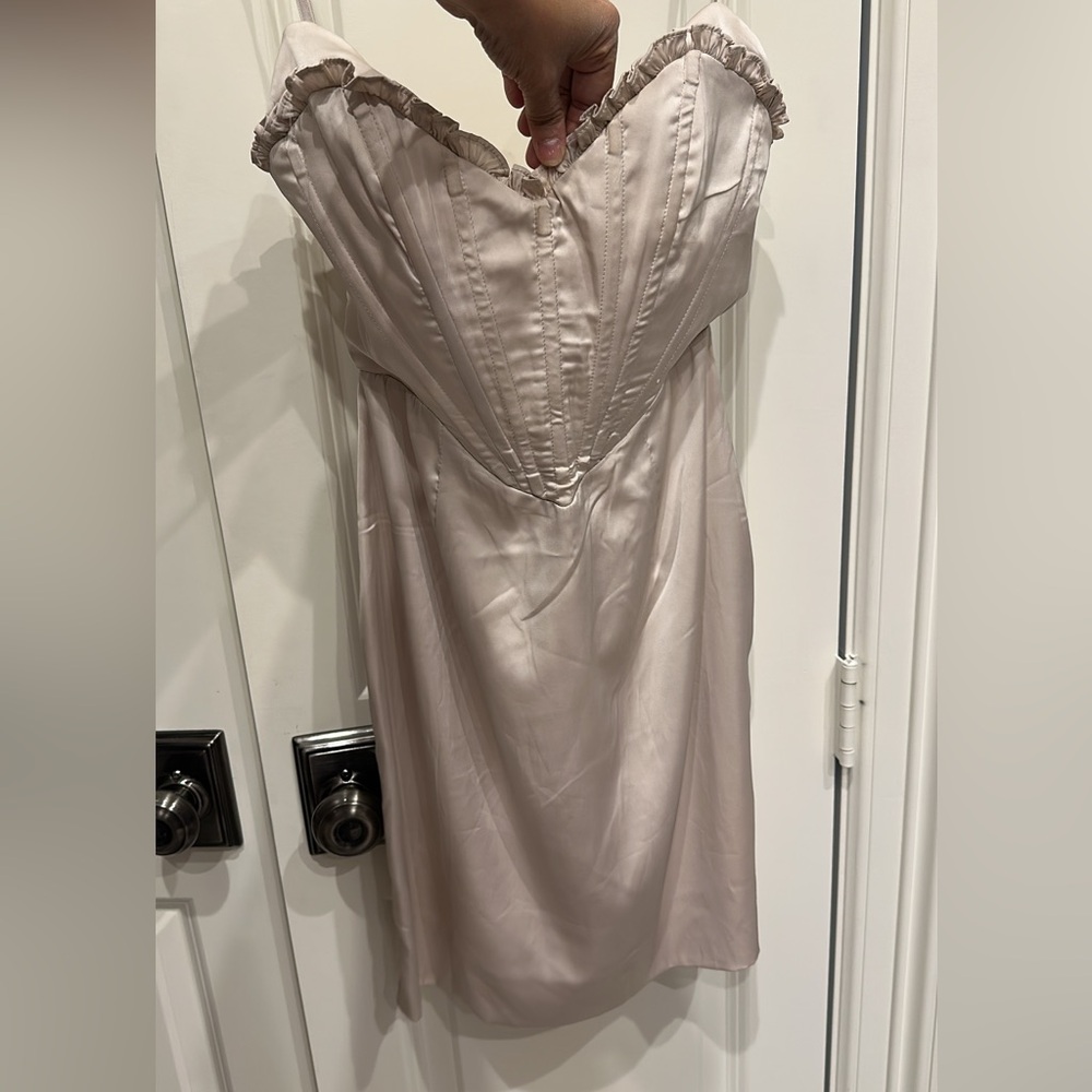 Angel Biba Satin Dress in Soft Cream